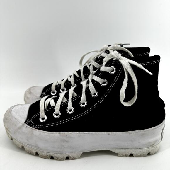 Converse Lugged Chuck Taylor All Star Sneakers High Top Platform Black White 7 - Picture 4 of 7
